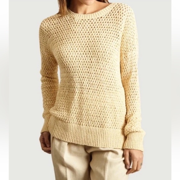 Theory karenia sughero open knit cream Tan slouchy Open Knit sweater women's S - Picture 1 of 15